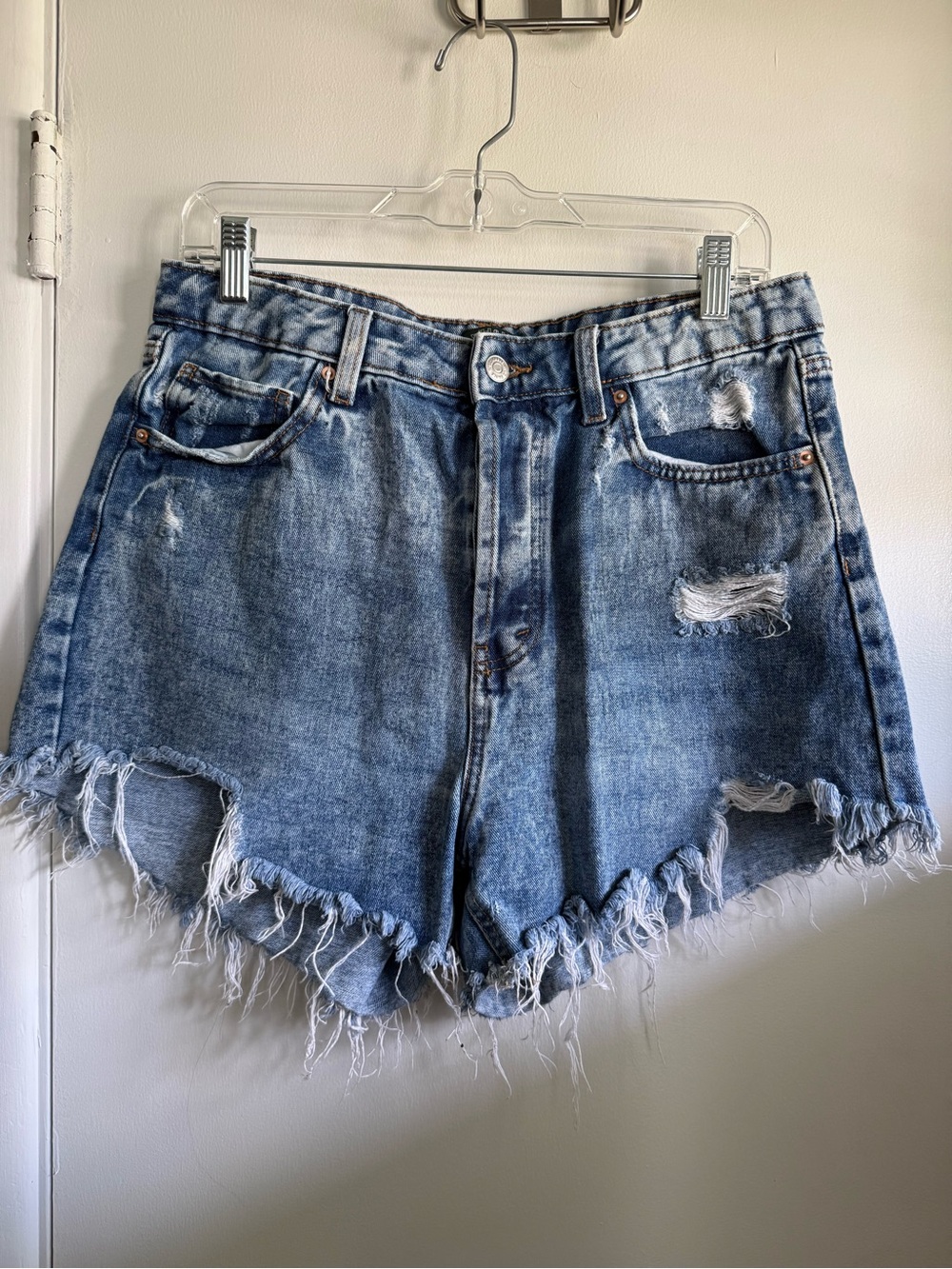 wild fable Distressed High Rise Light Blue Denim Distressed Shorts, Size 12